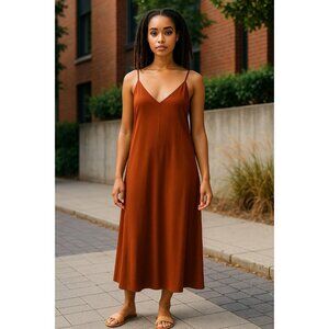 Treasure & Bond Rust Brown Sleeveless Midi Slip Dress XXL With Tags